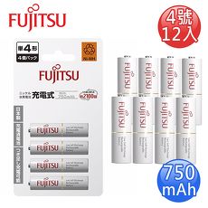 FUJITSU富士通 低自放750mAh充電電池(4號12入)