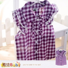 女童裝~女童無袖格子襯衫~魔法Baby~k3333513