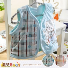 魔法Baby~背心外套 百貨專櫃正品嬰幼兒細絨鋪棉厚外套(藍.黃) ~K37111