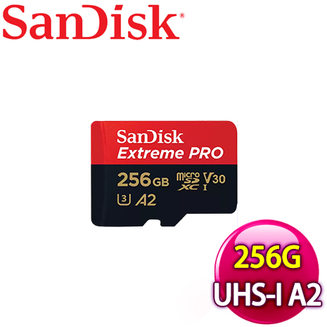 SanDisk 256GB Extreme Pro MicroSDXC UHS-I(V30) A2記憶卡 (200MB/140MB)
