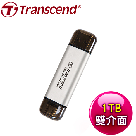 Transcend 創見 ESD310S 1TB USB Type-A/Type-C雙介面 外接SSD行動固態硬碟