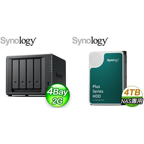 ☆促銷組合★ Synology 群暉 DiskStation DS423+ 4Bay NAS 網路儲存伺服器+Synology HAT3300 PLUS 4TB 3.5吋 5400轉 256MB NAS硬碟(X2)