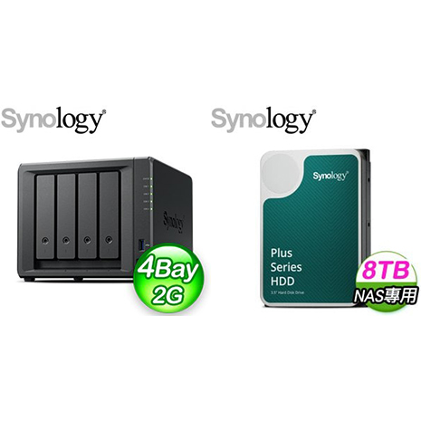 ☆促銷組合★ Synology 群暉 DiskStation DS423+ 4Bay NAS+Synology HAT3300 PLUS 8TB NAS硬碟(X2)