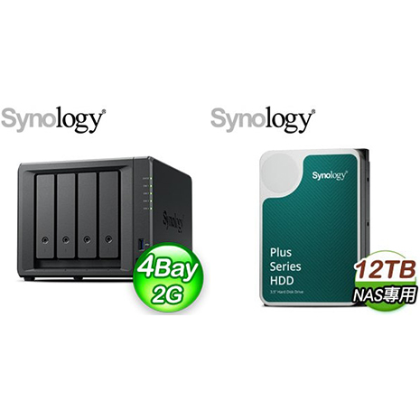 ☆促銷組合★ Synology 群暉 DiskStation DS423+ 4Bay NAS+Synology HAT3300 PLUS 12TB NAS硬碟(X2)