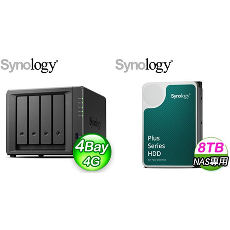 ☆促銷組合★ Synology 群暉 DiskStation DS923+ 4Bay NAS+Synology HAT3300 PLUS 8TB NAS硬碟(X2)