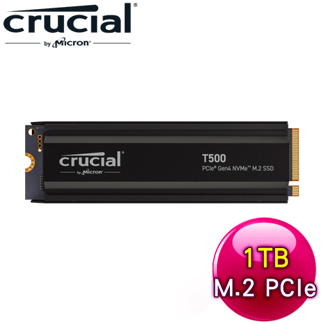 Micron 美光 Crucial T500 1TB M.2 PCIe 4.0 SSD固態硬碟(含散熱片)