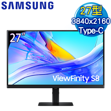 Samsung 三星 ViewFinity S8 S27D806UAC 27型 4K窄邊美型螢幕(HDMI/DP/Type-C)