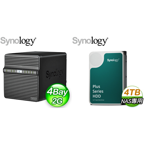 ☆促銷組合★ Synology DiskStation DS423 4Bay NAS+Synology HAT3300 PLUS 4TB NAS硬碟(X2)