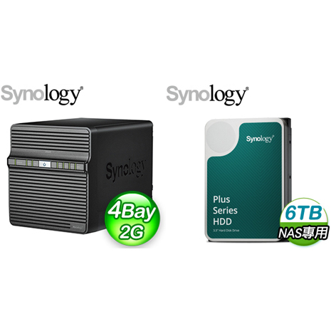 ☆促銷組合★ Synology DiskStation DS423 4Bay NAS+Synology HAT3300 PLUS 6TB NAS硬碟(X2)