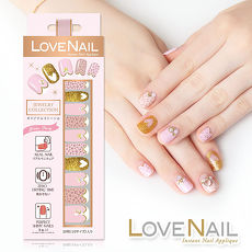 【LOVE NAIL】持久指甲油貼-水鑽珠寶盒系列(粉豹金采派對)