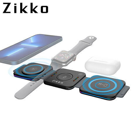 Zikko 五合一摺疊夾心無線充電座ZK-CG01白色