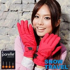 【SNOW TRAVEL】英國進口PORELLE防水保暖透氣薄手套AR-52/紅色/M號/滑雪/騎車/戶外/雨天