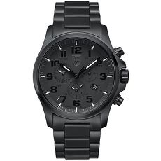 LUMINOX 雷明時戰場系列藍寶鏡面三眼鬧鈴腕錶-PVD黑/45mm A1942.BOB