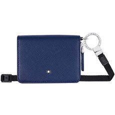 MONTBLANC 萬寶龍十字紋透明視窗零錢包(附背帶)-靛青色 116370