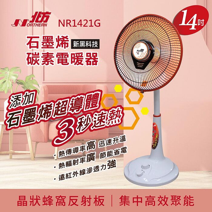 北方 14吋石墨烯碳素電暖器 NR1421G.
