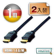 曜兆DIGITUS HDMI 1.4a圓線2公尺typeA-2入裝