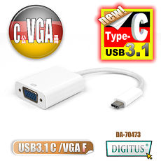 曜兆DIGITUS USB 3.1 Type-C 轉 VGA 高畫質影像轉接線(公對母)