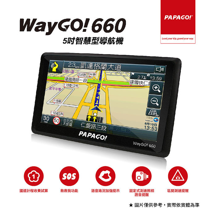 【PAPAGO】WayGo 660 5吋智慧型區間測速導航機(S1圖像化導航介面/測速語音提醒)