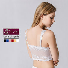 【Olivia】無鋼圈性感無痕蕾絲美背薄款內衣(白色)