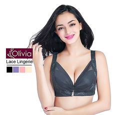 【Olivia】無鋼圈集中桑蠶絲交叉托提大尺碼內衣(黑色)