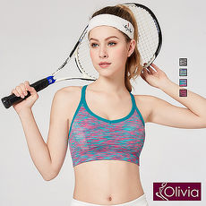 【Olivia】無鋼圈高彈力防震美背運動內衣-淺藍
