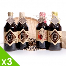 【黑豆桑】頂級四大天王組(金豆醬油x3+缸底醬油x3+黑金醬油x3+紅麴醬油x3)