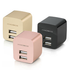 PROBOX 2.4A 雙輸出USB高性能充電器-香檳金