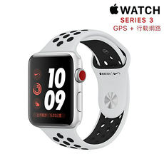 【Airpods超值組】 Apple Watch Nike+ GPS+行動網路版_42mm 銀色鋁金屬錶殼配上純銀白色黑色 Nike 運動錶帶 + Apple原廠Airpods 無線耳機
