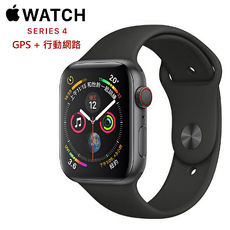 【Airpods超值組】Apple Watch Series 4 44mm GPS+行動網路 LTE 版 太空灰鋁金屬錶殼配黑色運動錶帶+AirPods 無線藍牙耳機