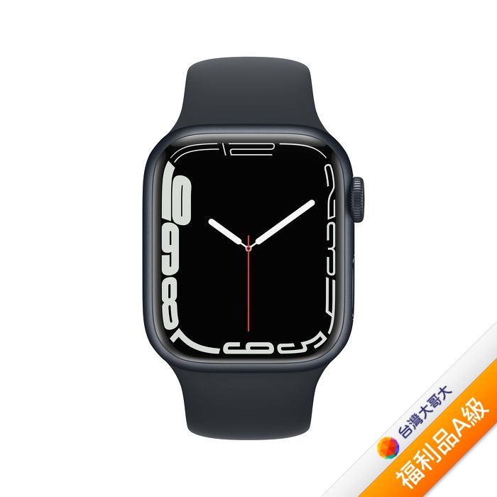 Apple Watch S7 LTE版 45mm 午夜色鋁金屬錶殼配午夜色運動錶帶(MKJP3TA/A)(美商蘋果)【拆封福利品A級】