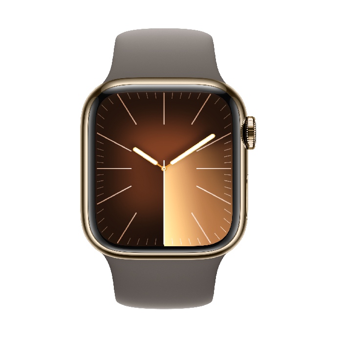 Apple Watch S9 LTE版 41mm(M/L)金色不鏽鋼錶殼配陶土色運動錶帶(MRJ63TA/A)