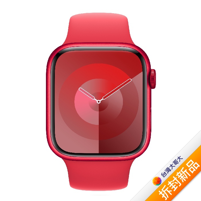 Apple Watch S9 GPS版 45mm(M/L)紅色鋁金屬錶殼配紅色運動錶帶(MRXK3TA/A)【拆封新品】