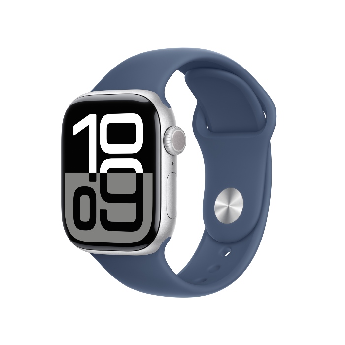 Apple Watch S10 GPS版 42mm(S/M)銀色鋁金屬錶殼配丹寧色運動錶帶(MWWA3TA/A)