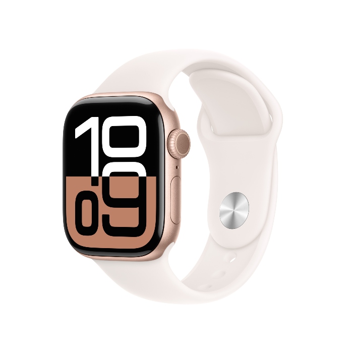 Apple Watch S10 GPS版 46mm(M/L)玫瑰金色鋁金屬錶殼配淡胭粉色運動錶帶(MWWU3TA/A)