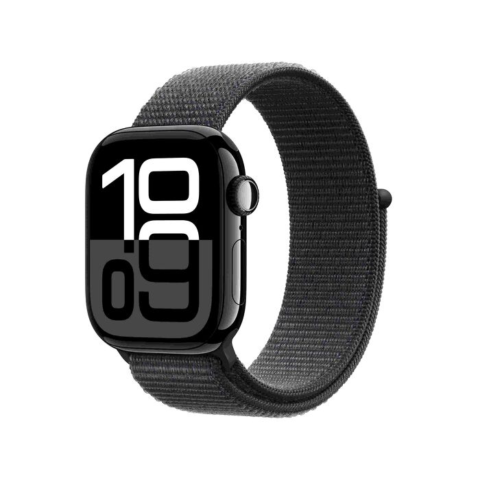 Apple Watch S10 GPS版 46mm曜石黑色鋁金屬錶殼配墨水色運動錶環(MWWR3TA/A)
