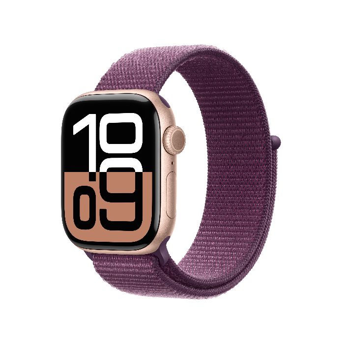 Apple Watch S10 GPS版 46mm玫瑰金色鋁金屬錶殼配梅李色運動錶環(MWWV3TA/A)