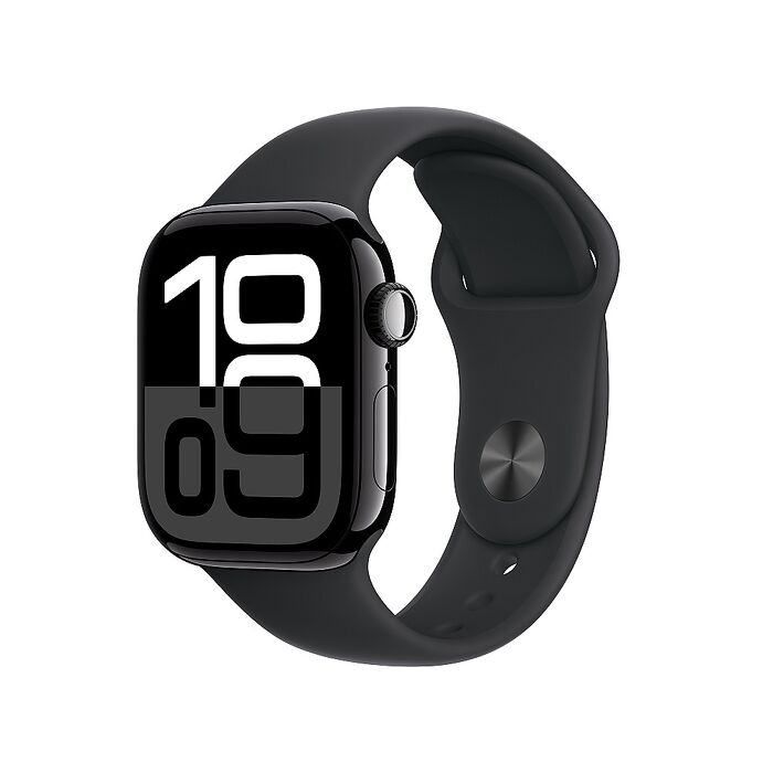 【預購】Apple Watch S10 LTE版 42mm(S/M)曜石黑色鋁金屬錶殼配黑色運動錶帶(MWX63TA/A)