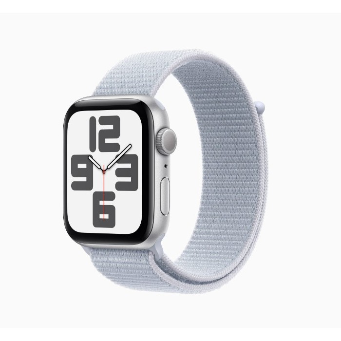 Apple Watch SE 2 GPS版 44mm銀色錶殼配青雲色運動錶環(MXET3TA/A)(2024)