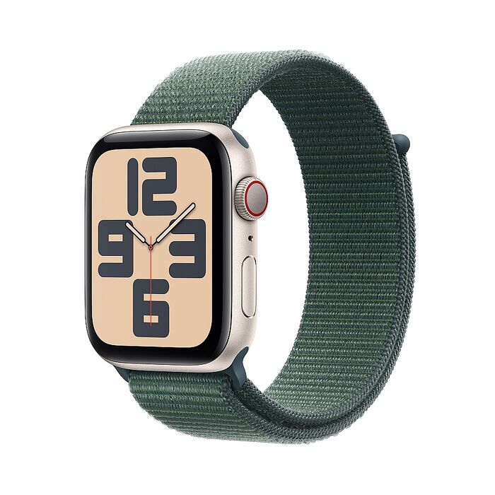 Apple Watch SE 2 LTE版 44mm星光色錶殼配湖綠色運動錶環(MXGV3TA/A)(2024)