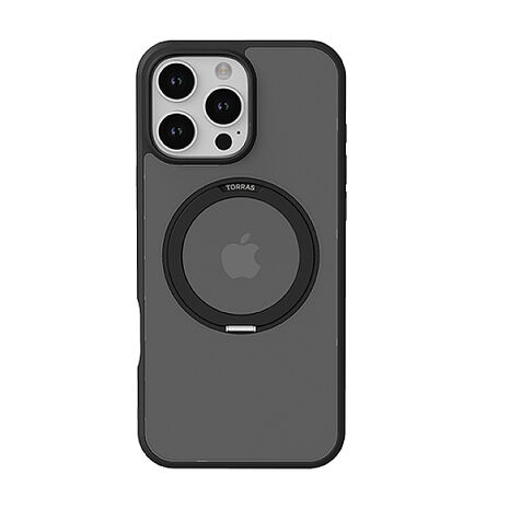 iPhone 16 Pro Max TORRAS 360度旋轉支架防摔磁吸手機殼-霧黑