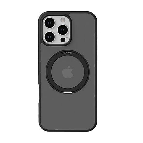 iPhone 16 Pro TORRAS 360度旋轉支架防摔磁吸手機殼-霧黑