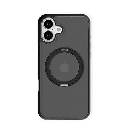 iPhone 16 Plus TORRAS 360度旋轉支架防摔磁吸手機殼-霧黑