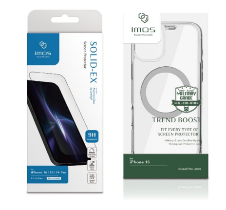 iPhone 16 imos 2.5D玻璃保護貼+軍規防摔磁吸保護殼【防摔組合優惠】