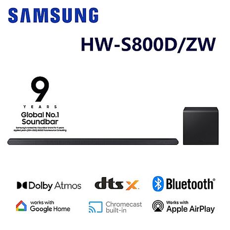 三星 3.1.2聲道 超薄美形藍芽家庭劇院聲霸 HW-S800D 【智慧家庭】