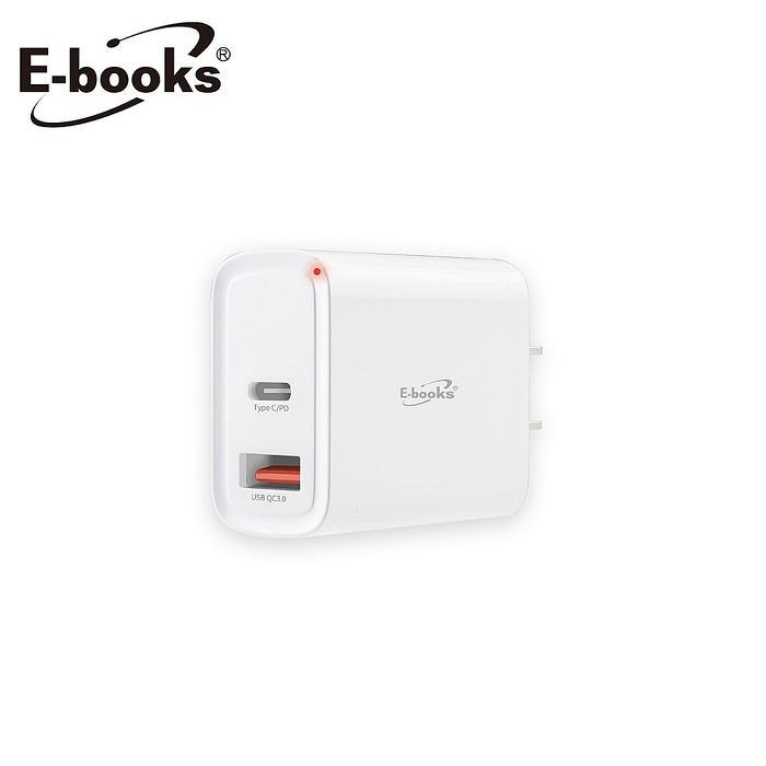 E-books B60 高效能 20W PD+QC3.0 雙孔快速充電器(活動)