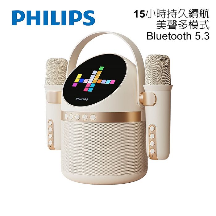 PHILIPS 小福麥AI智能K歌藍牙音箱(白)-TAS2509WT