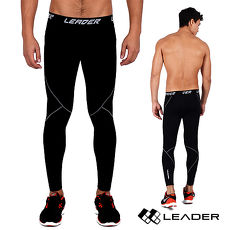 【LEADER】X-PRO梯度壓縮運動緊身褲 (黑底灰線)