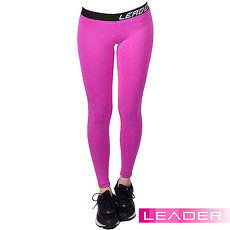 【Leader】女性專用 DotFit運動壓縮緊身褲(紫底大點)