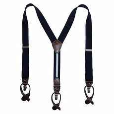 Tommy Hilfiger 2014男士深藍色彈性織帶吊帶褲夾★預購