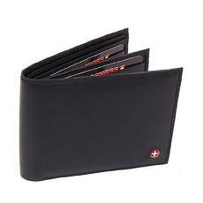 【Alpine Swiss】瑞士十字標記旅行風格黑色真皮皮夾 ★預購